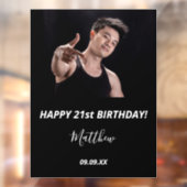 誕生日カスタム写真白黒モダン男 ウィンドウサイン (シート2)