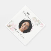 誕生日カスタム写真50thフローラ紙ナプキン スタンダードランチョンナプキン (角)