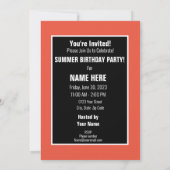 誕生日カスタム夏パーティービーチお祝い 招待状 (裏面)