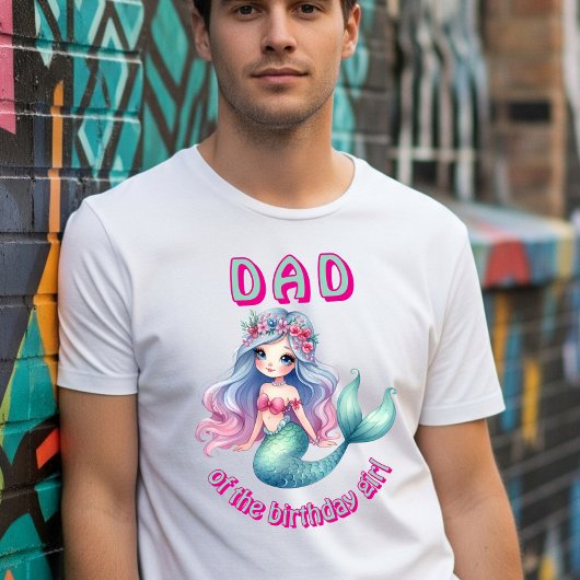 誕生日カスタム女の子Tシャツのマーメイドミントパパ Tシャツ