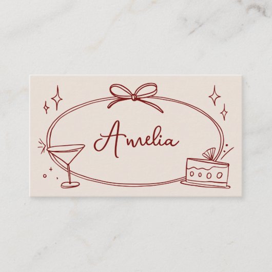 誕生日カスタム座席表ベージュレッド プレイスカード (正面)