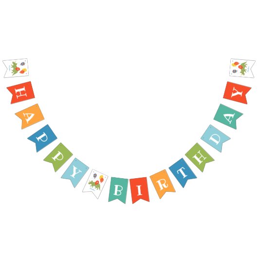 誕生日カスタム恐竜トリケラトップス任意の年齢 バンティングフラッグ (全)