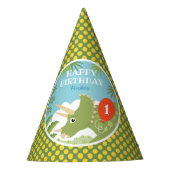 誕生日カスタム恐竜トリケラトプエイジングリーン パーティーハット (正面)