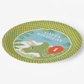 誕生日カスタム恐竜トリケラトプエイジングリーン ペーパープレート (アングル)