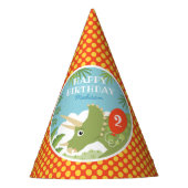 誕生日カスタム恐竜トリケラトプエージレッド パーティーハット (正面)