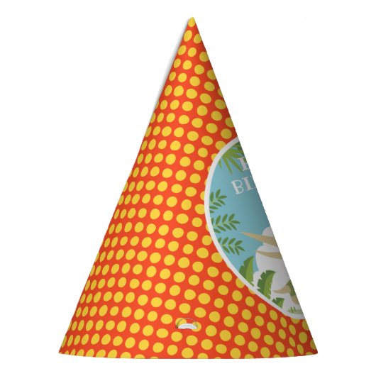 誕生日カスタム恐竜トリケラトプエージレッド パーティーハット (左)