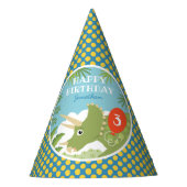 誕生日カスタム恐竜トリケラトプanyエイジブルー パーティーハット (正面)