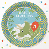 誕生日カスタム恐竜トリケラトプanyエイジブルー ペーパープレート