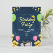 誕生日カスタム招待状ブラックデジタルカード シーズンカード (スタンド正面)