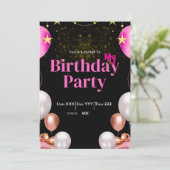 誕生日カスタム招待状ブラックデジタルカード シーズンカード (スタンド正面)