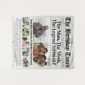 誕生日カスタム新聞の背景(写真あり) タペストリー (正面(横))