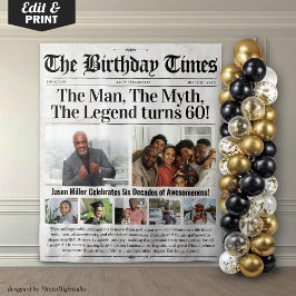 誕生日カスタム新聞の背景（写真あり） タペストリー