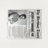 誕生日カスタム新聞の背景（写真付） タペストリー (正面(横))