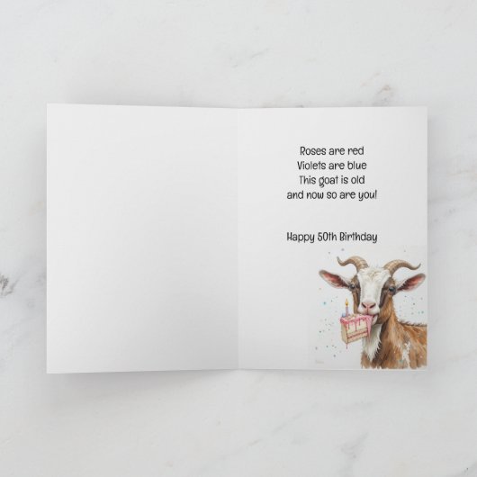 誕生日カスタム時代の古いヤギ"丘の上"ユーモア カード (内部)