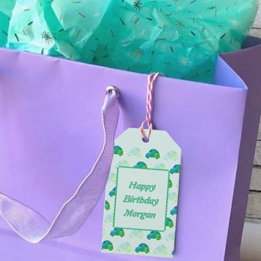 誕生日カスタム水の色の車ギフトラベル名 ギフトタグ