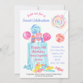 誕生日カスタム水カラーキャンディスウィート誕生日 招待状 (正面)