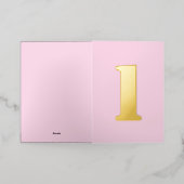 誕生日カスタム番号ピンク 箔シーズンカード (外側レイダウン)