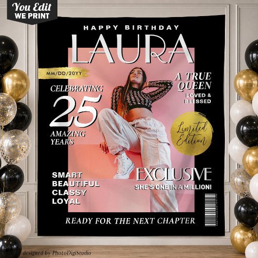 誕生日カスタム雑誌表紙の背景ファッション タペストリー