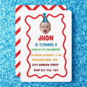 誕生日カスタム顔パーティーハット、ベビー第1誕生日 招待状