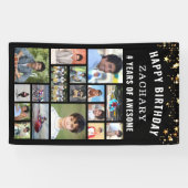 誕生日カスタム17フォトコラージュ黒金ゴールド星 横断幕 (横)