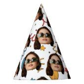 誕生日カスタム，写真，顔，パターン，パーティーデコール パーティーハット (正面)