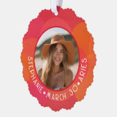 誕生日カスタム〔占星術の〕十二宮図アリ – フォトモダンデザイン オーナメントカード (左)