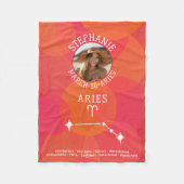 誕生日カスタム〔占星術の〕十二宮図アリ – フォトモダンデザイン フリースブランケット (正面)