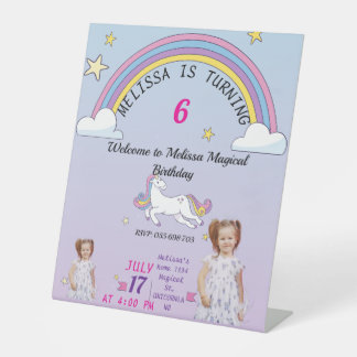 誕生日カスタムUnicornのTable Sign for Girls Edit 台座サイン