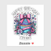 誕生日カップケお洒落ーパーソナライズされたキ シール (シート)