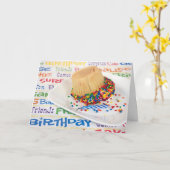 誕生日カップケーキのユーモア カード (黄色い花)