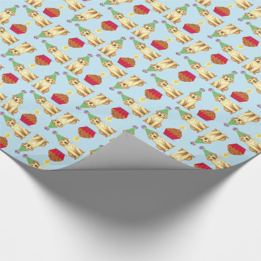 誕生日カップケーキイエロー・ラブラドール・レトリーバー ラッピングペーパー (角)