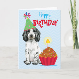 誕生日カップケーキイングリッシュコッカースパニエル犬カード カード