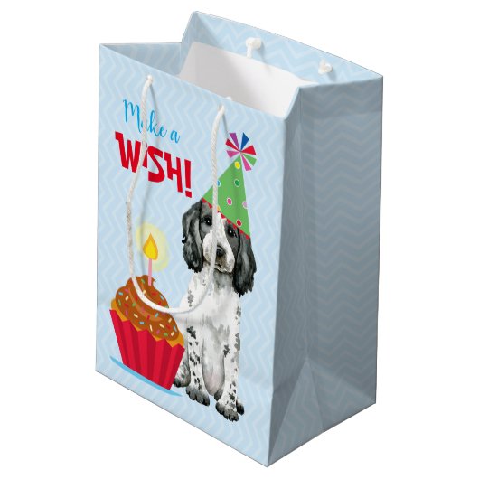誕生日カップケーキイングリッシュコッカースパニエル犬 ミディアムペーパーバッグ (裏面アングル)