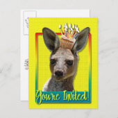 誕生日カップケーキカンガルー インビテーションポストカード (正面/裏面)