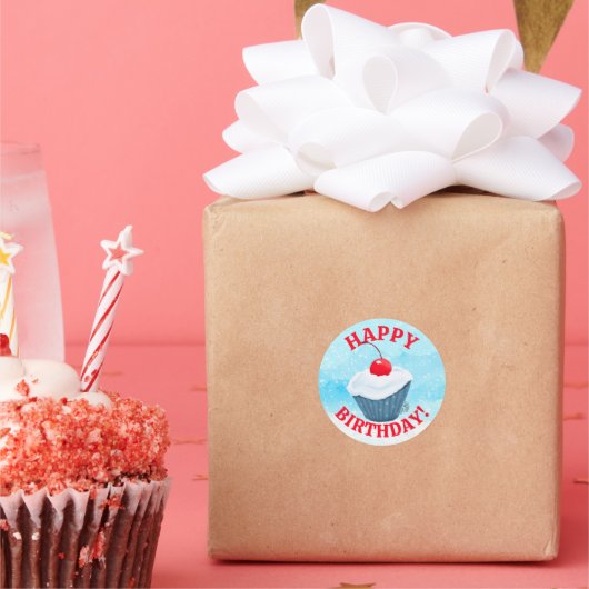 誕生日カップケーキキニアートシール ラウンドシール (パーティー)