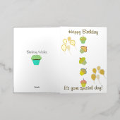 誕生日カップケーキバルーン 箔グリーティングカード (外側レイダウン)