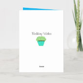 誕生日カップケーキバルーン 箔グリーティングカード (裏面)