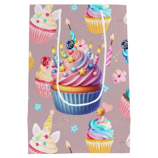 誕生日カップケーキパーティー ミディアムペーパーバッグ (裏面)
