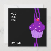 誕生日カップケーキパープルストライプ 招待状 (裏面)