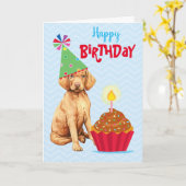 誕生日カップケーキビズスラカード カード (黄色い花)