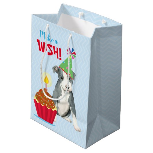 誕生日カップケーキピットブルテリア ミディアムペーパーバッグ (裏面アングル)