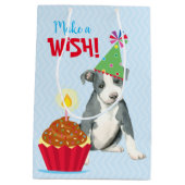 誕生日カップケーキピットブルテリア ミディアムペーパーバッグ (裏面)