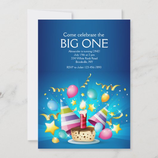 誕生日カップケーキ招待状 招待状 (正面)