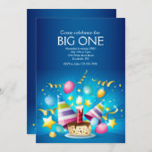 誕生日カップケーキ招待状 招待状 (正面/裏面)