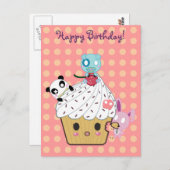 誕生日カップケーキ攻撃!ポストカード ポストカード (正面/裏面)