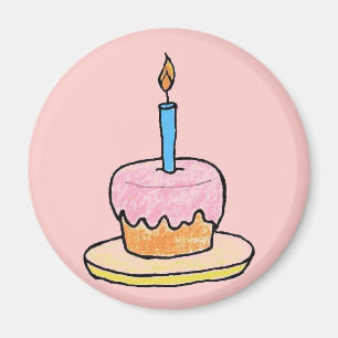 "誕生日カップケーキ"の冷蔵庫用マグネット マグネット