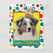 誕生日カップケーキ – オーストラリアシェパード ポストカード (正面)