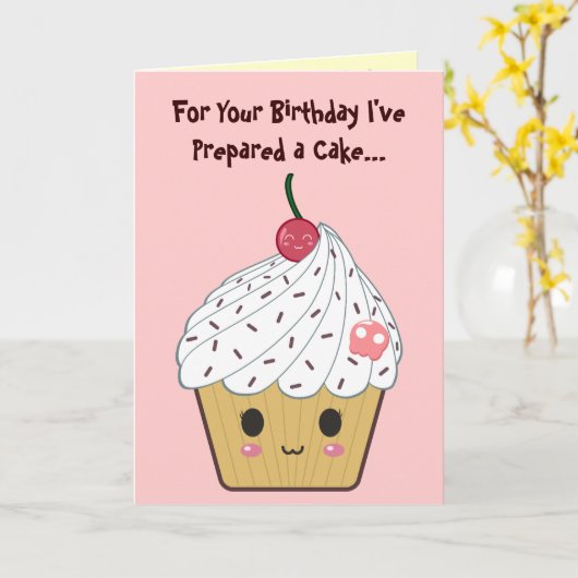 誕生日カップケーキ カード (黄色い花)