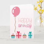 誕生日カップケーキ&ギフト カード (黄色い花)