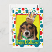 誕生日カップケーキ – ビーグルパピー – クロエ ポストカード (正面/裏面)
